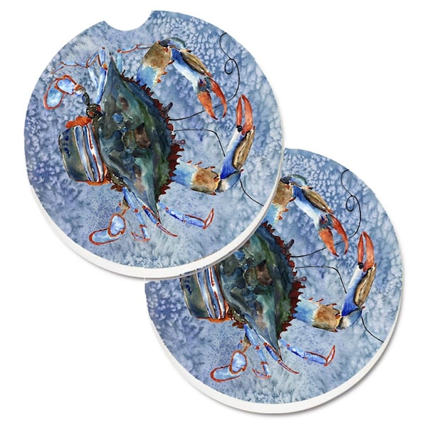 Carolines Treasures Crab Set of 2 Cup Holder Car Coaster 8149CARC - main